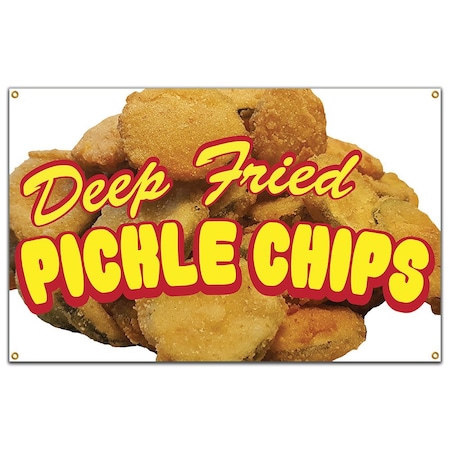 Signmission Pickle Chips Banner Concession Stand Food Truck Single Sided B-60 Pickle Chips19